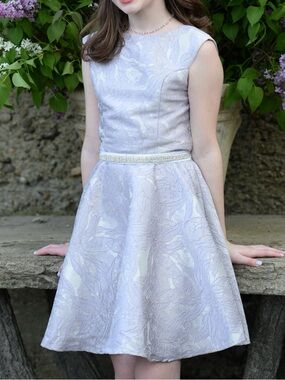 Un Deux Trois Girls 12 Lilac Fit & Flare Brocade Dress